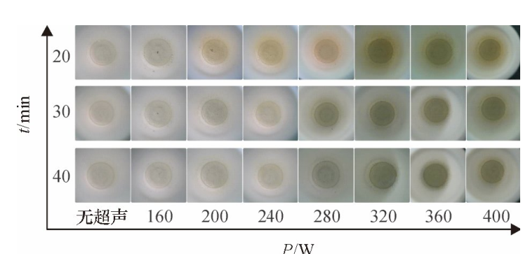 不同密閉消解時間、不同超聲功率的消解效果